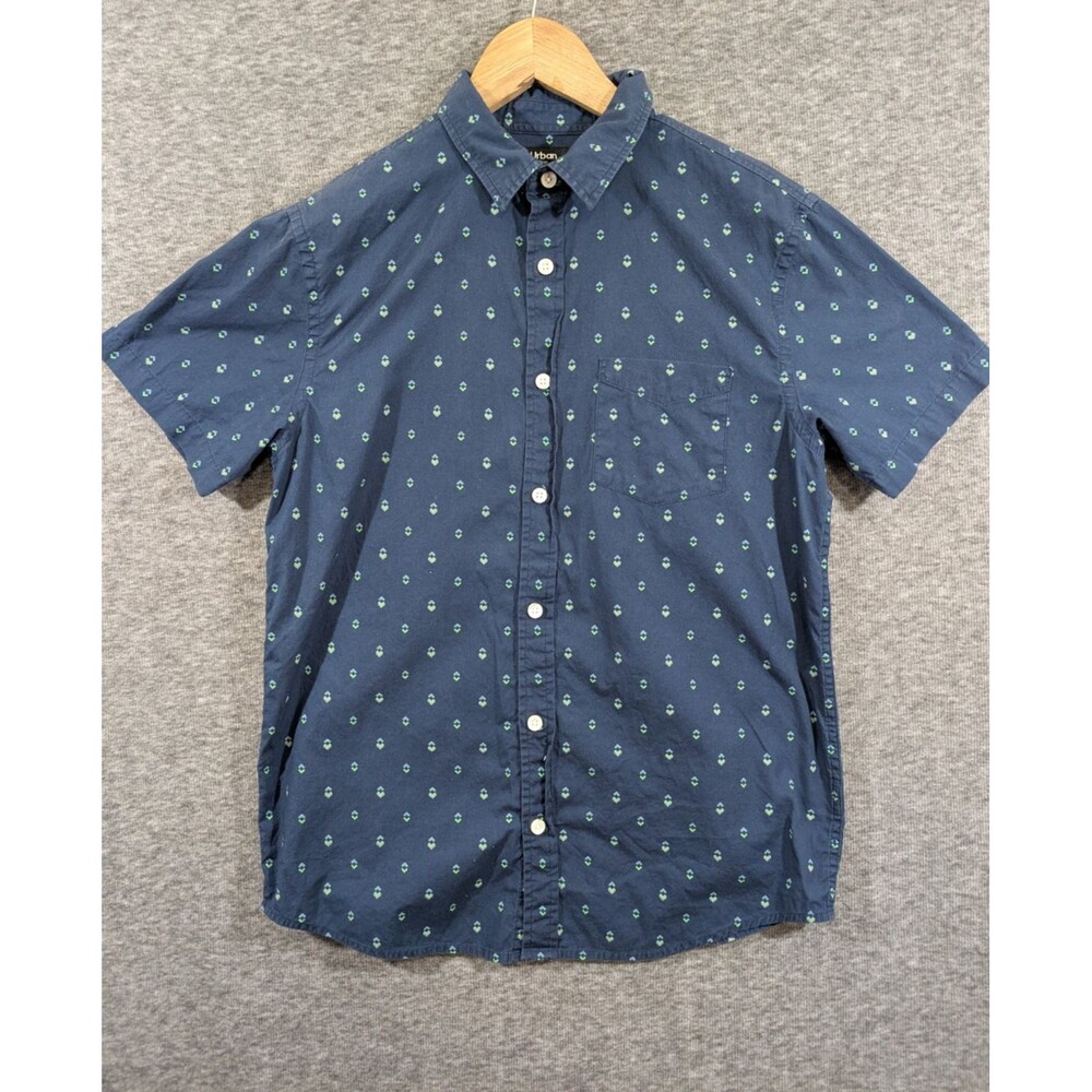 Urban Pipeline Men's Blue Short Sleeve Button Up Shirt Geometric Print Size S
